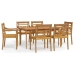 Juego de comedor de jardín 7 piezas madera maciza de teca