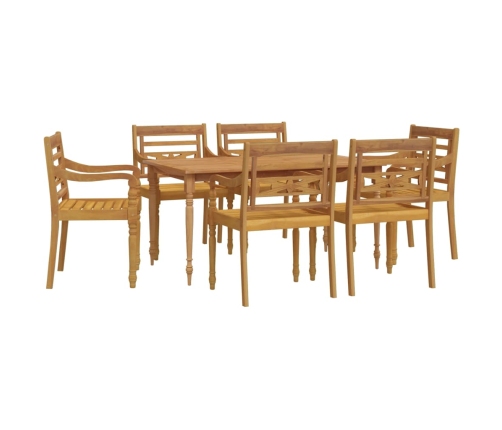 Juego de comedor de jardín 7 piezas madera maciza de teca