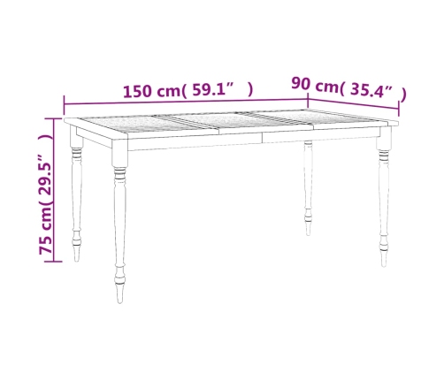 Juego de comedor de jardín 7 piezas madera maciza de teca