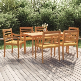 Juego de comedor de jardín 7 piezas madera maciza de teca