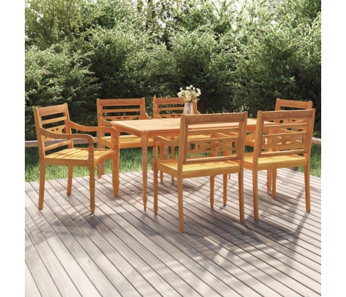 Juego de comedor de jardín 7 piezas madera maciza de teca