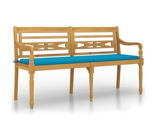 Banco Batavia con cojín azul madera maciza de teca 150 cm