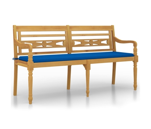 Banco Batavia con cojín azul real madera maciza de teca 150 cm