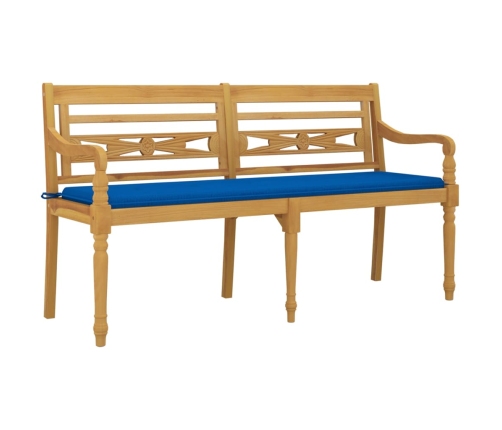 Banco Batavia con cojín azul real madera maciza de teca 150 cm