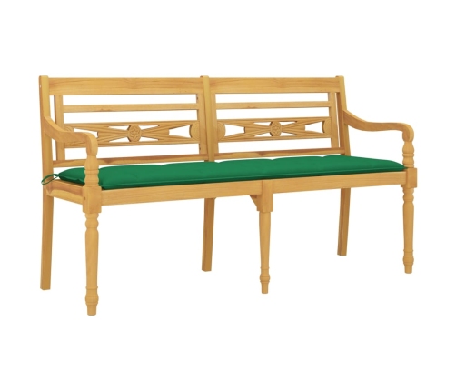 Banco Batavia con cojín verde madera maciza de teca 150 cm