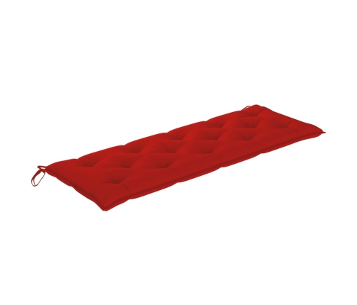 vidaXL Banco Batavia con cojín rojo madera maciza de teca 150 cm