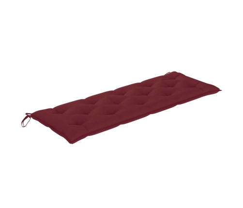 vidaXL Banco Batavia con cojín rojo vino madera maciza de teca 150 cm