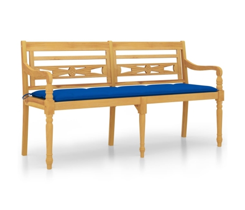 Banco Batavia con cojín azul madera maciza de teca 150 cm