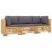 Juego muebles de jardín 3 piezas y cojines madera maciza teca