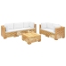 Juego muebles de jardín 6 piezas y cojines madera maciza teca