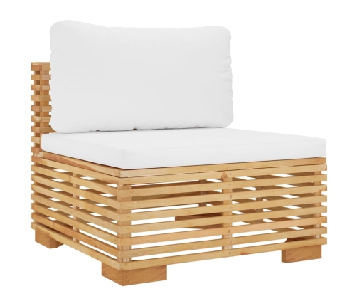 Juego muebles de jardín 6 piezas y cojines madera maciza teca
