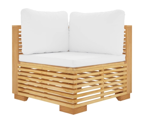 Juego muebles de jardín 6 piezas y cojines madera maciza teca