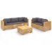 Juego muebles de jardín 6 piezas y cojines madera maciza teca