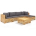 Juego muebles de jardín 6 piezas y cojines madera maciza teca