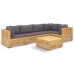 Juego muebles de jardín 6 piezas y cojines madera maciza teca