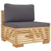 Juego muebles de jardín 6 piezas y cojines madera maciza teca