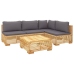 Juego muebles de jardín 5 piezas y cojines madera maciza teca