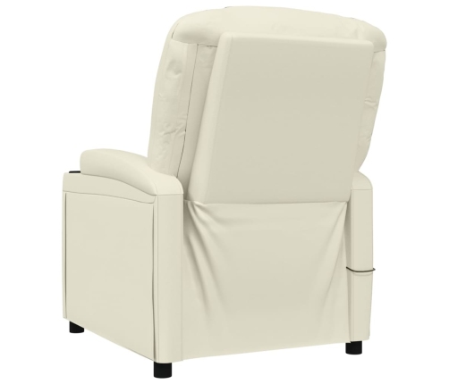 Sillón de masaje de cuero sintético blanco crema