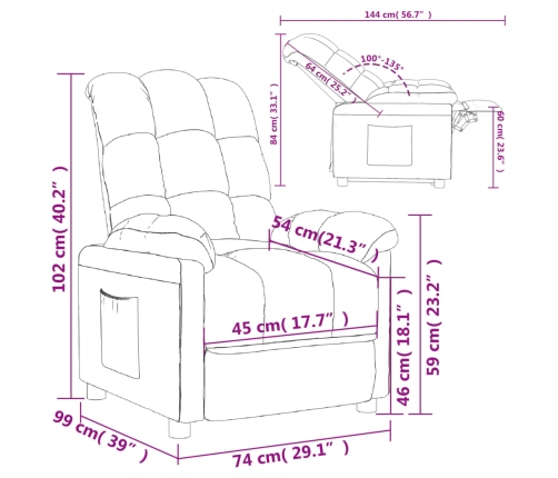 Sillón reclinable de tela crema