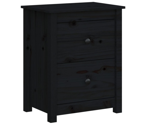 vidaXL Mesita de noche madera maciza de pino negra 50x35x61,5 cm