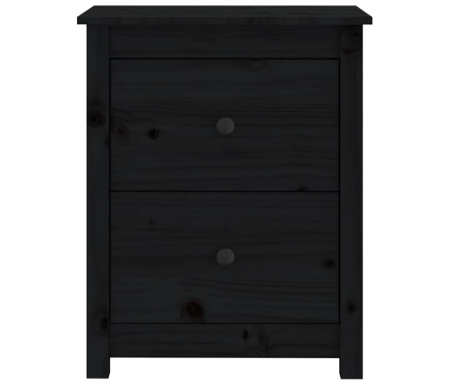 vidaXL Mesita de noche madera maciza de pino negra 50x35x61,5 cm