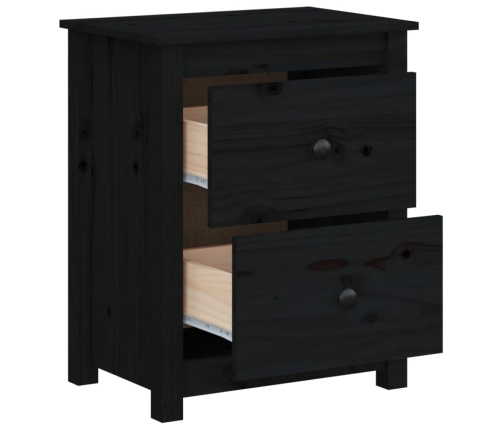 vidaXL Mesita de noche madera maciza de pino negra 50x35x61,5 cm