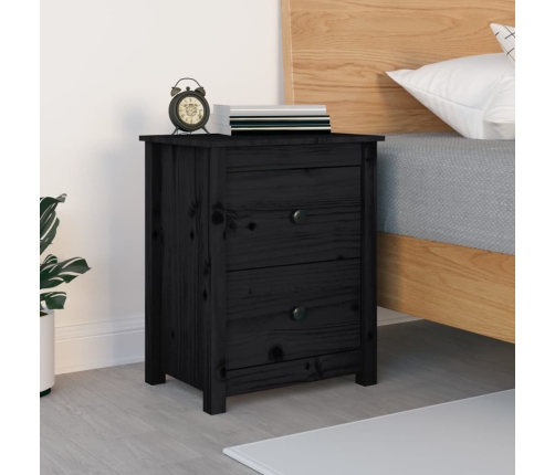 vidaXL Mesita de noche madera maciza de pino negra 50x35x61,5 cm