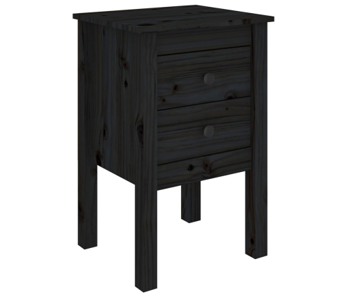 Mesita de noche madera maciza de pino negro 40x35x61,5 cm