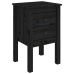 Mesita de noche madera maciza de pino negro 40x35x61,5 cm