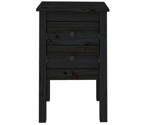 Mesita de noche madera maciza de pino negro 40x35x61,5 cm