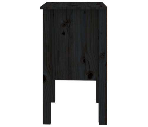 Mesita de noche madera maciza de pino negro 40x35x61,5 cm