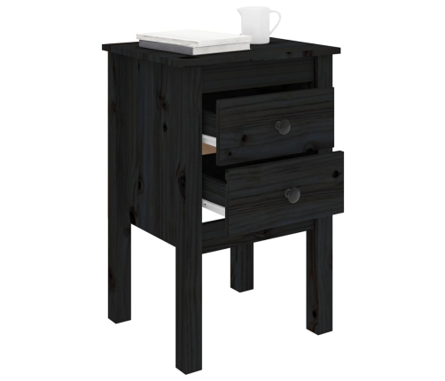 Mesitas de noche 2 uds madera maciza de pino negro 40x35x61,5cm