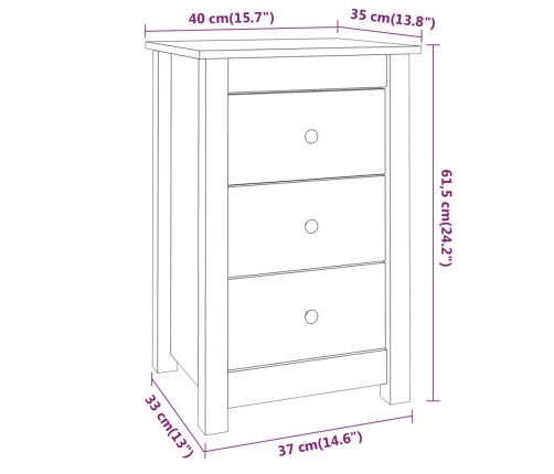 vidaXL Mesita de noche madera maciza de pino 40x35x61,5 cm