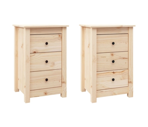 Mesitas de noche 2 uds madera maciza de pino 40x35x61,5 cm