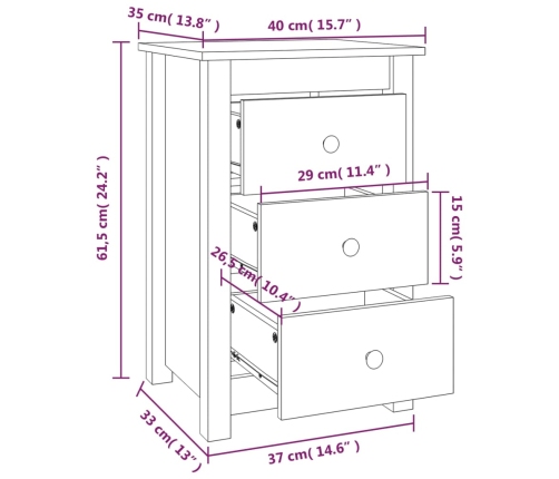 Mesitas de noche 2 uds madera maciza pino blanco 40x35x61,5 cm