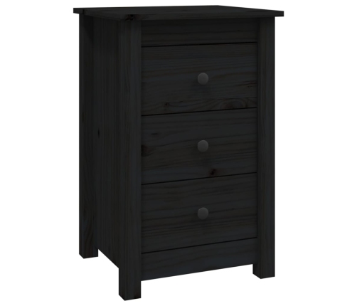 Mesita de noche madera maciza de pino negro 40x35x61,5 cm