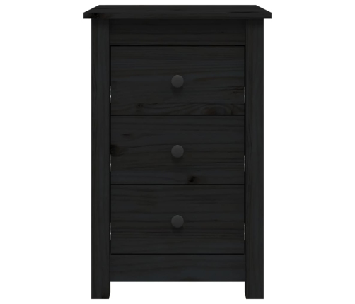 Mesita de noche madera maciza de pino negro 40x35x61,5 cm