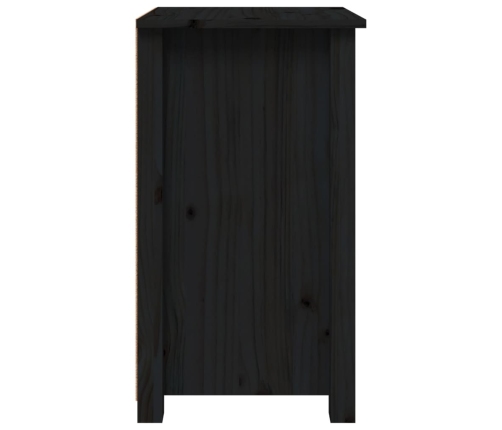 Mesita de noche madera maciza de pino negro 40x35x61,5 cm