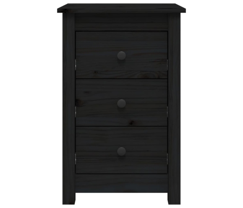 Mesitas de noche 2 uds madera maciza de pino negro 40x35x61,5cm