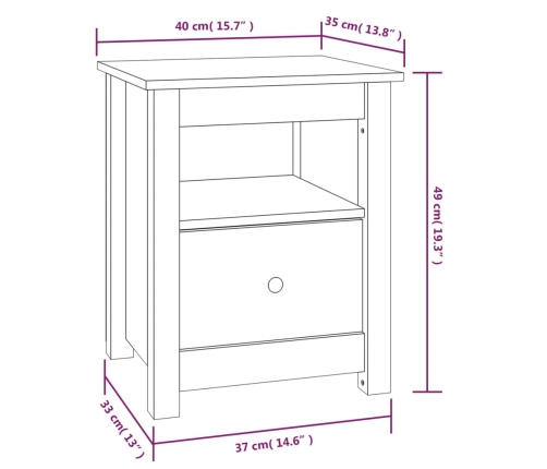 vidaXL Mesita de noche madera maciza de pino 40x35x49 cm