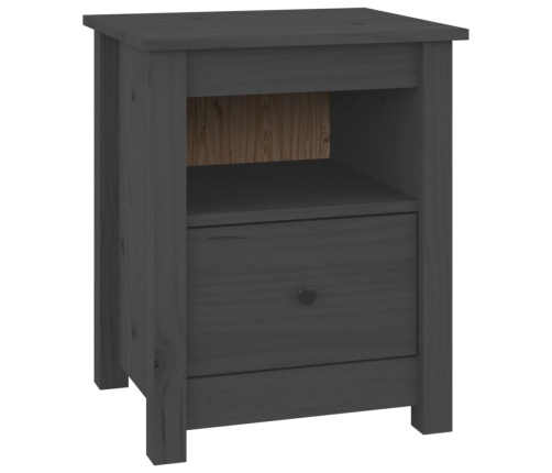 vidaXL Mesita de noche madera maciza de pino gris 40x35x49 cm