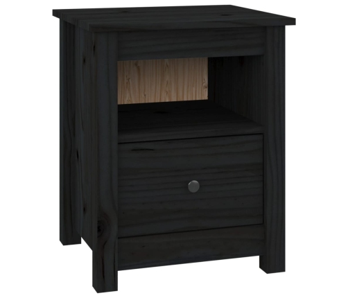 vidaXL Mesita de noche madera maciza de pino negra 40x35x49 cm