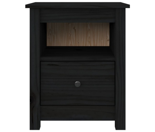 vidaXL Mesita de noche madera maciza de pino negra 40x35x49 cm