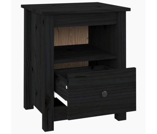 vidaXL Mesita de noche madera maciza de pino negra 40x35x49 cm