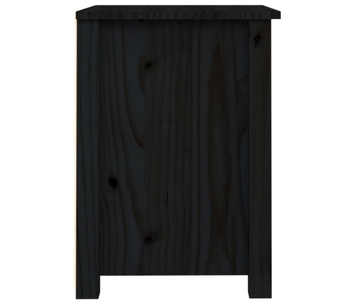 vidaXL Mesita de noche madera maciza de pino negra 40x35x49 cm