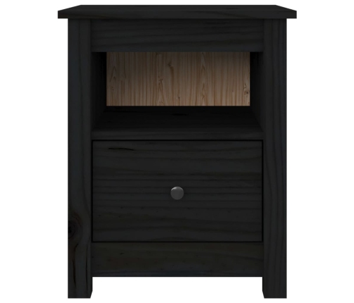 vidaXL Mesitas de noche 2 uds madera maciza de pino negra 40x35x49 cm