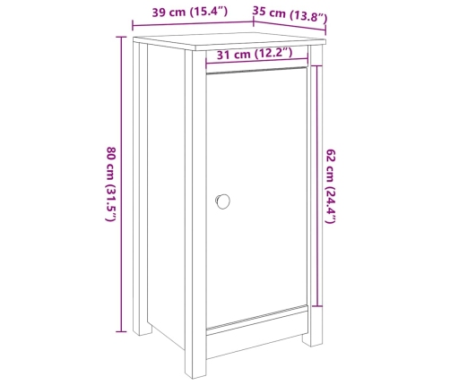 Aparador de madera maciza de pino 39x35x80 cm