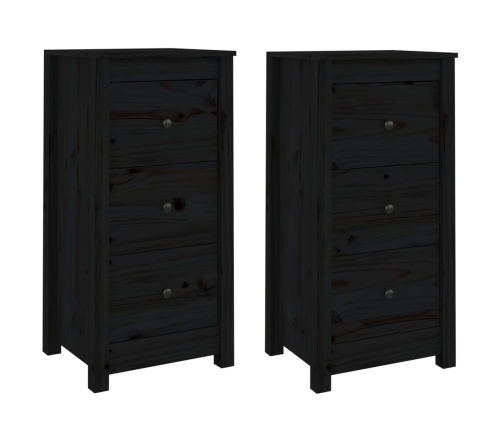 Aparadores 2 uds madera maciza de pino negro 40x35x80 cm