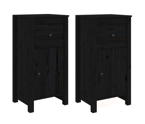 Aparadores 2 uds madera maciza de pino negro 40x35x80 cm