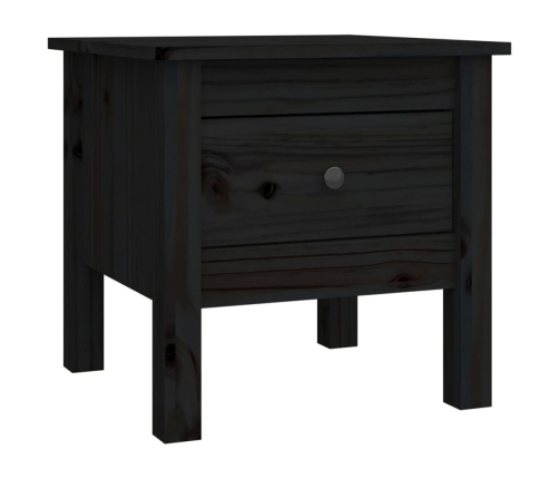 Mesa auxiliar de madera maciza de pino negro 40x40x39 cm